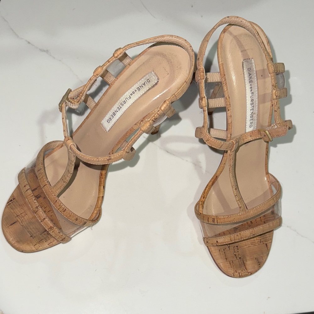 Diane Von Furstenberg Cork Tan Sandals
